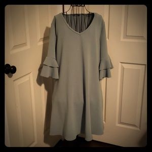 Shein sage shift dress with ruffled sleeves